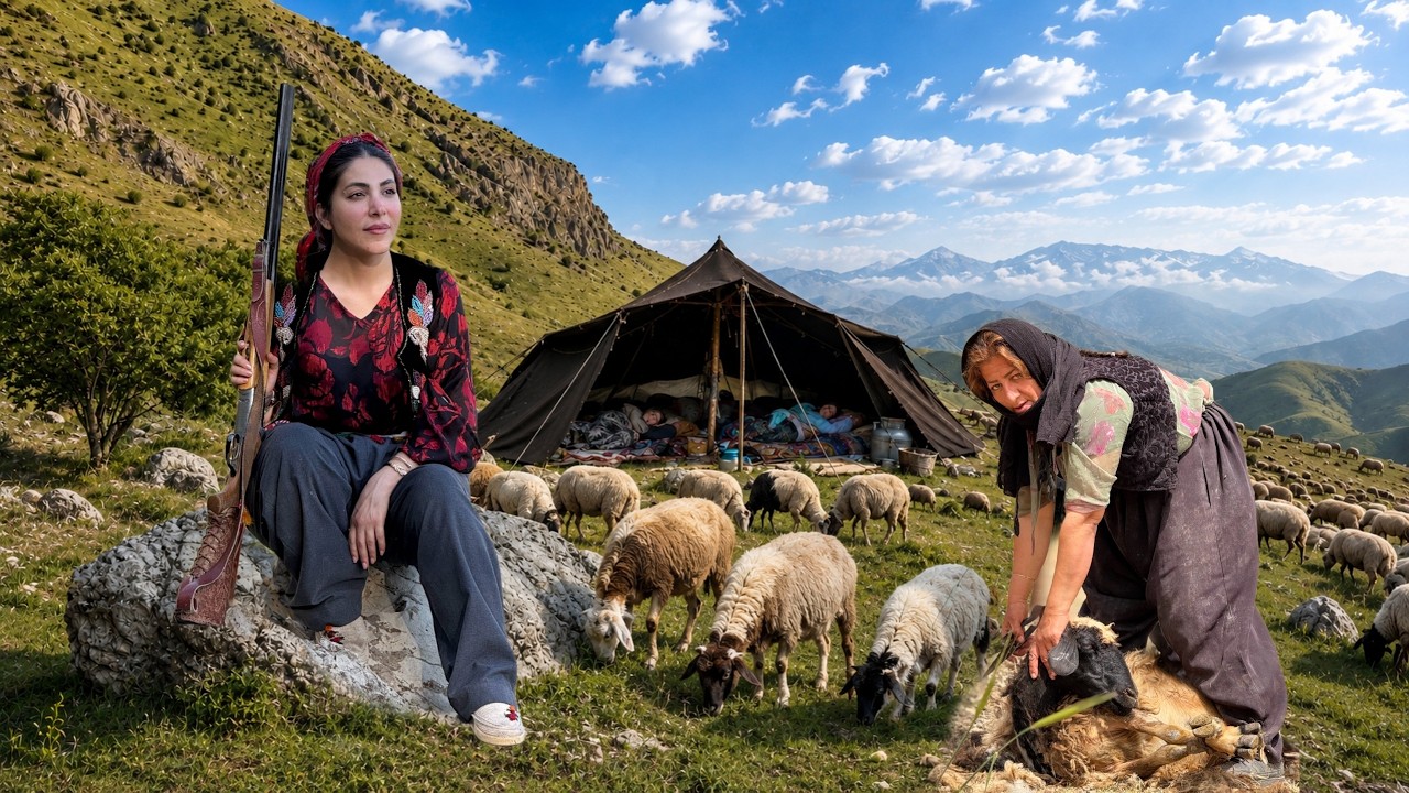 Morning Life of Nomadic Girls in the Mountains ♡ Making Nomadic Butter , Milking Milk