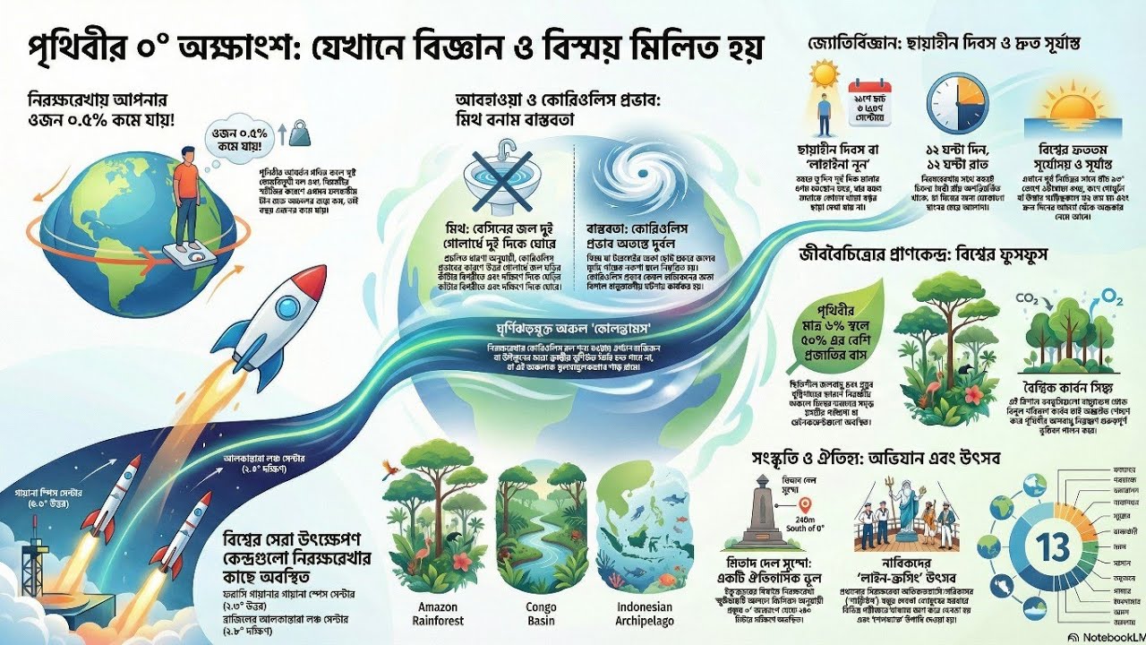 🌍 পৃথিবীর ০° অক্ষাংশ: যেখানে বিজ্ঞান ও বিস্ময় মিলিত হয়!