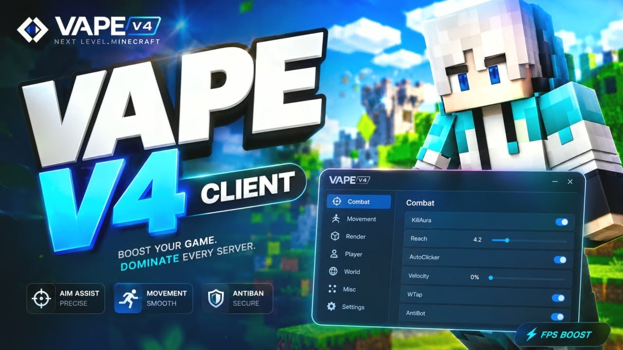 Free Vape V4 - Best Ghost Minecraft Hacked Client for PvP in 2026! (1.8.9 - 1.21.11+)