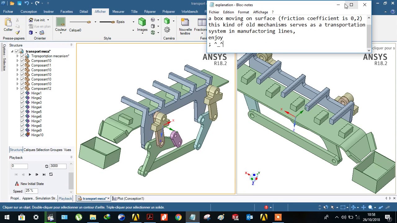 simulation of a simple transportation mechanism (spaceclaim/algoryx)