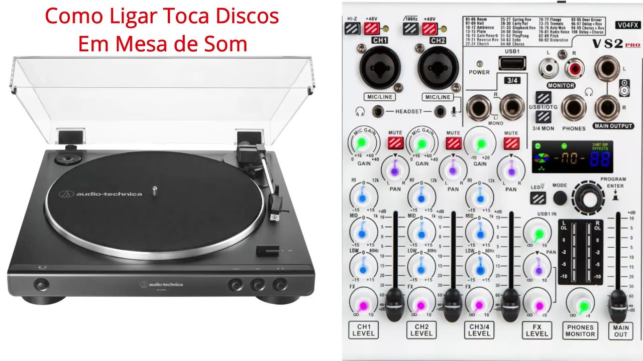 Como Ligar Toca Discos em Mesa de Som.