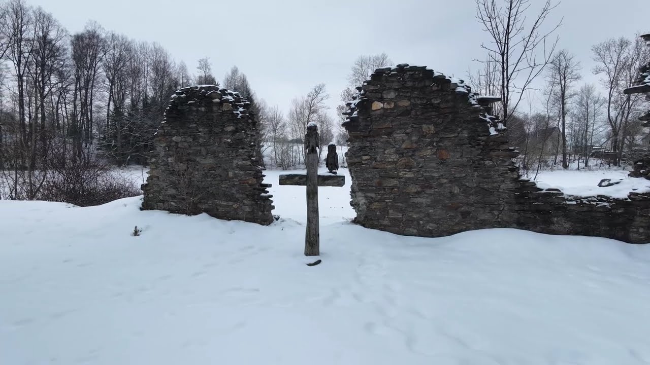 Rundflug im Winter | Dudelskirche Waschleithe – Ruine mit düsterer Legende
