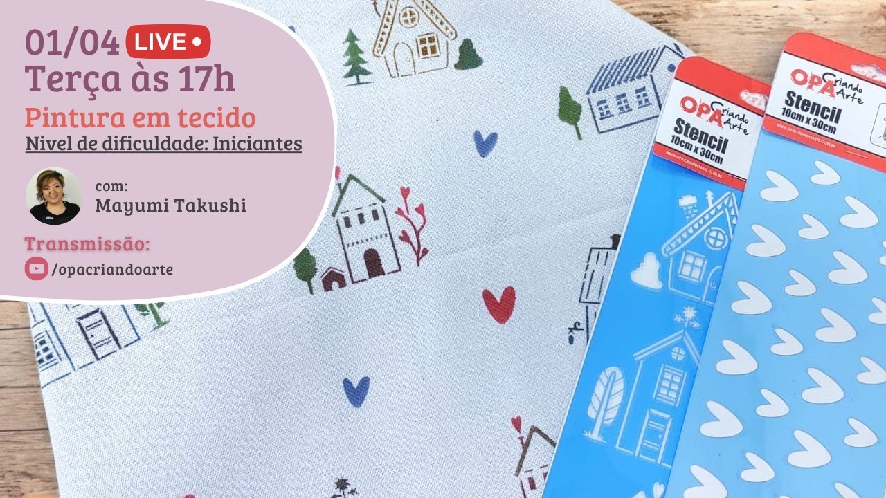 Live (01/04/25) Pintura em Tecido para iniciantes, com Mayumi Takushi