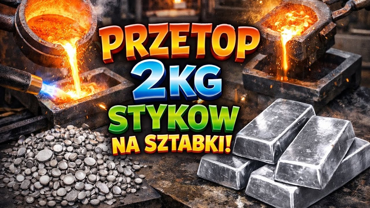 Przetop 2 kg srebrnych styk&oacute;w na sztabki | Melting 2 kg of Silver Contacts into Bars