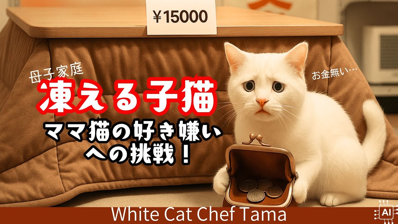 【タマのごはん処】震える子猫！ママ猫奮闘！こたつは手に入る？