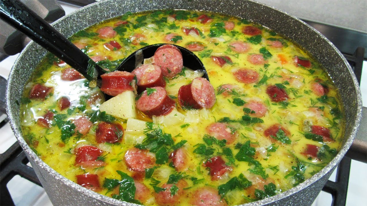 БЫСТРЫЙ СУП с Охотничьими колбасками! Вкусный суп на обед - БЕРИ и ДЕЛАЙ!