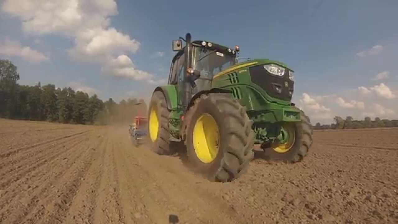 John Deere 6105M - Siew żyta 2015