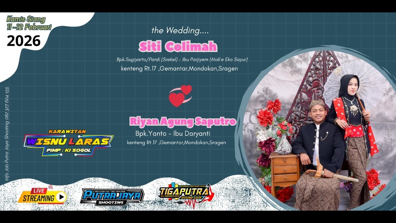 🟣🟣🟣 LIVE KRWT.WISNU LARAS  || WEDDING SITI 💞 RIYAN ||PUTRA JAYA SHOOTING