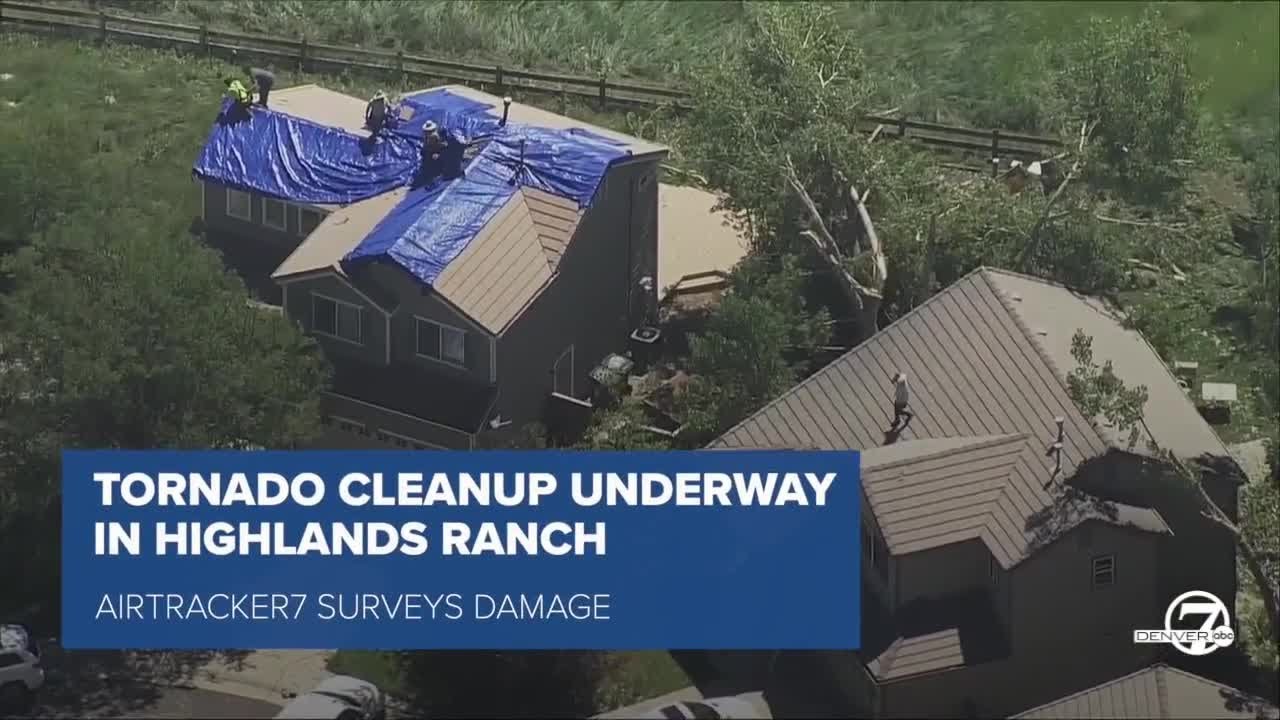 Highlands Ranch tornado damage from AirTracker7