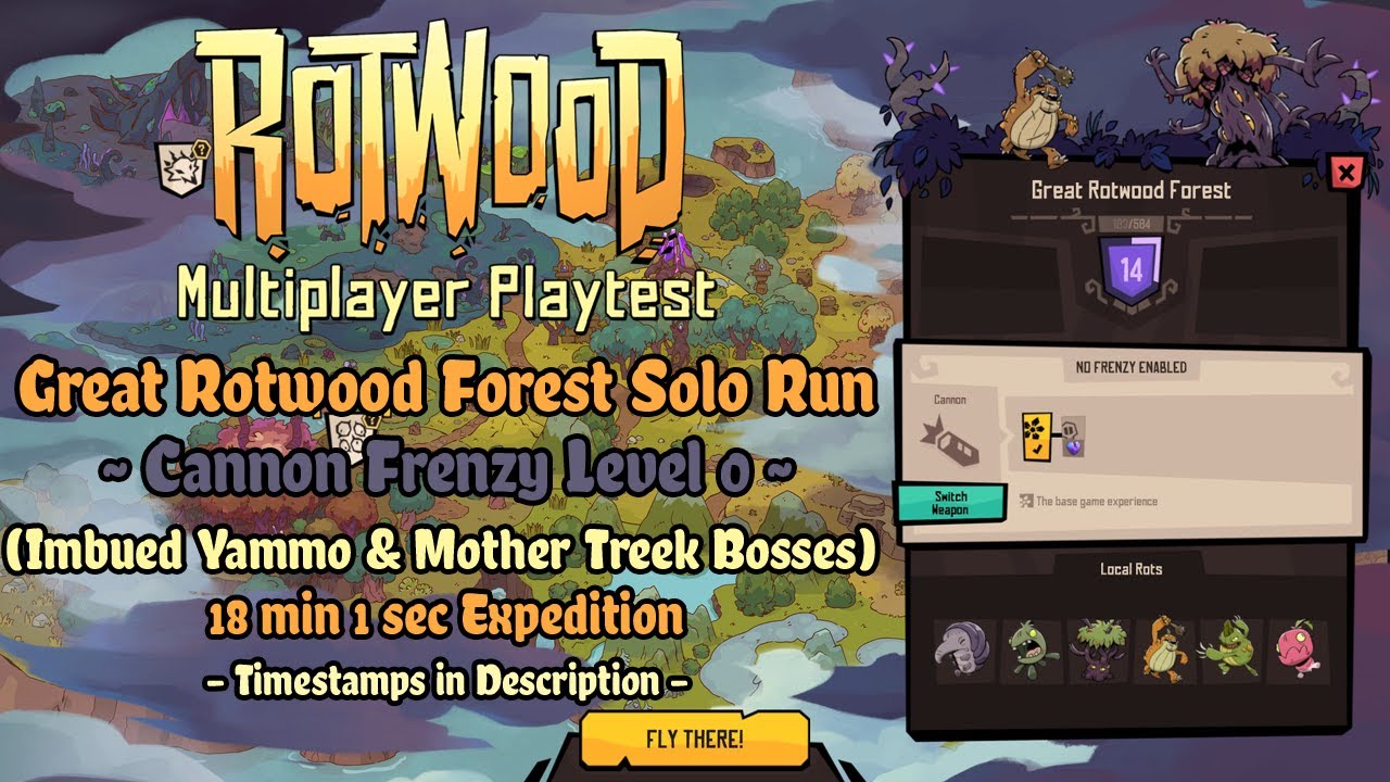 Rotwood Multiplayer Test - Great Rotwood Forest [Cannon Frenzy Level 0] Solo Run (Mother Treek Boss)