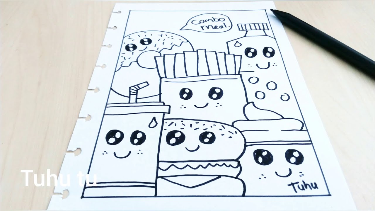 Easy Doodle Art Food Mudah dan Gampang | Cara Menggambar Doodle Art Food Yang Gampang dan Mudah