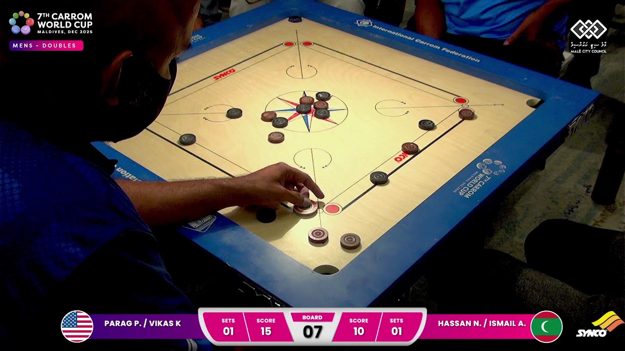 Parag P. / Vikas K. (USA) vs Hassan N. / Ismail A. (Maldives) || 7th Carrom World Cup 2025