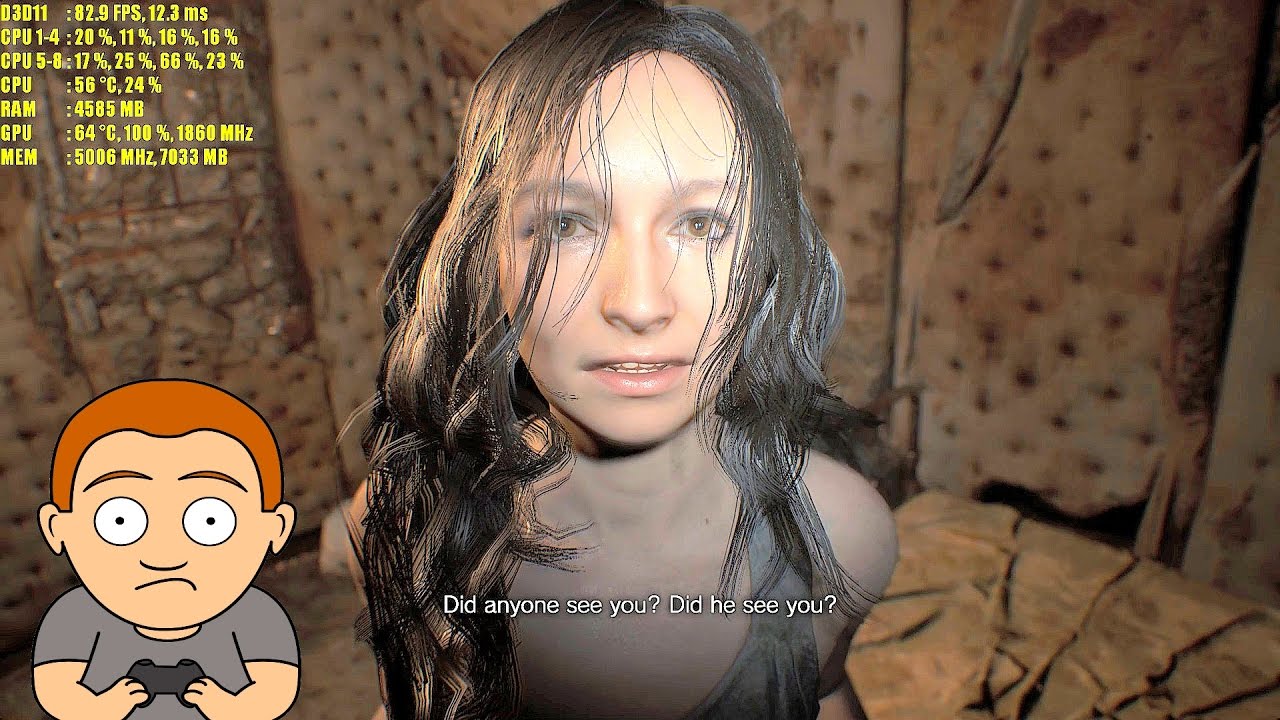 Resident Evil 7 Pc GTX 1080 Very High Settings 1440p Frame Rate Performance Test 7700K