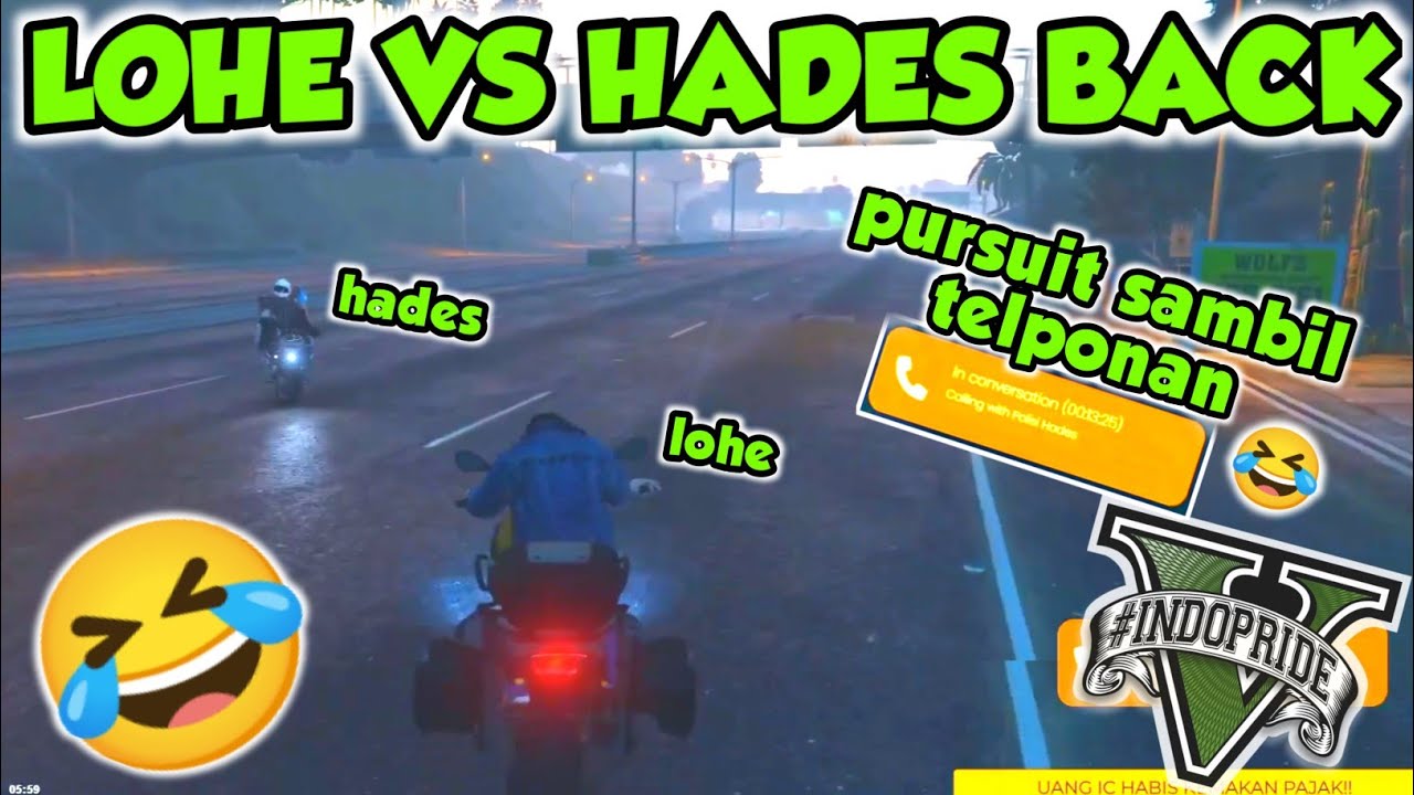 LOHE VS HADES PURSUIT NGAKAK PAKE MOTOR 🤣🤣 | GTA V ROLEPLAY INDOPRIDE