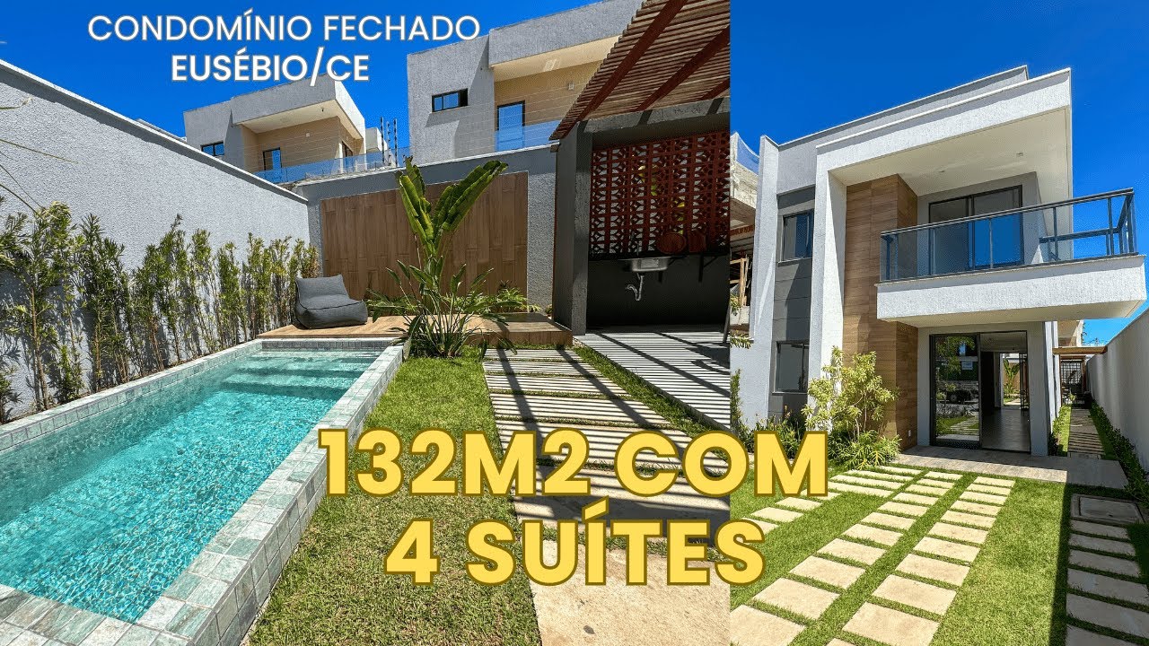 CASA BOA, BONITA E ÓTIMO VALOR! VILLA SOLIS, CASAS DUPLEX NO EUSÉBIO/CE COM 132M2, 4 SUÍTES, 2 VAGAS