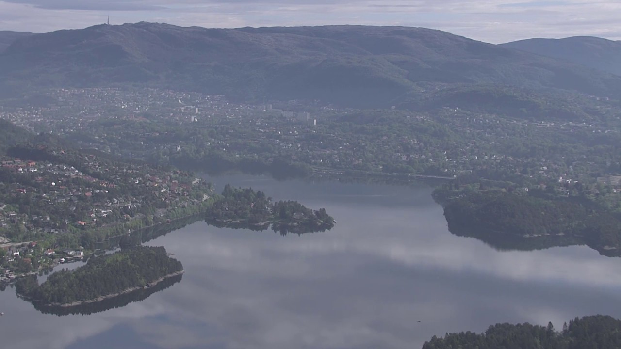 Bergen, Nordåsvannet, Nesttun, Osterøybrua - Flying Over Norway