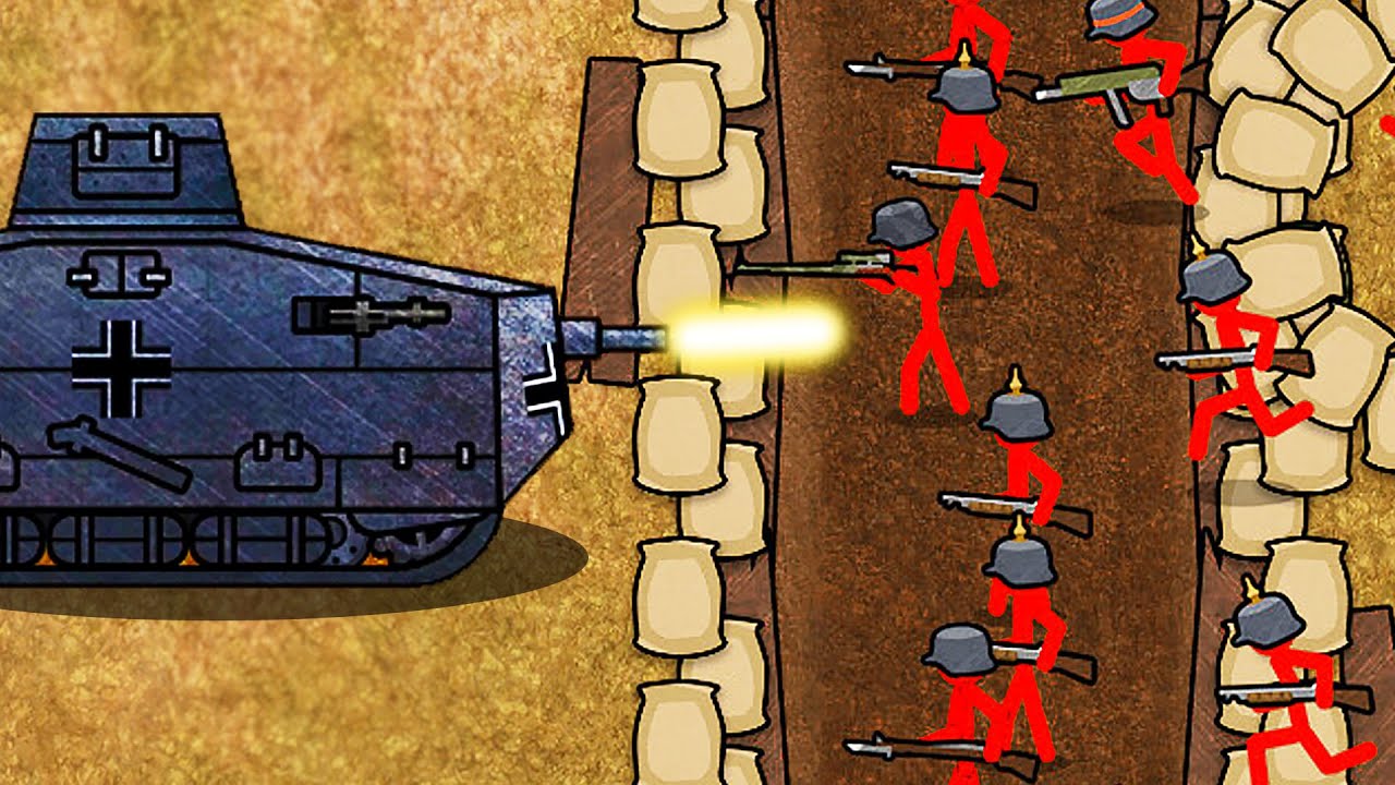 NOWE WOJNY STICKMAN&Oacute;W z CZOŁGAMI! I WOJNA ŚWIATOWA - Stickman Trenches