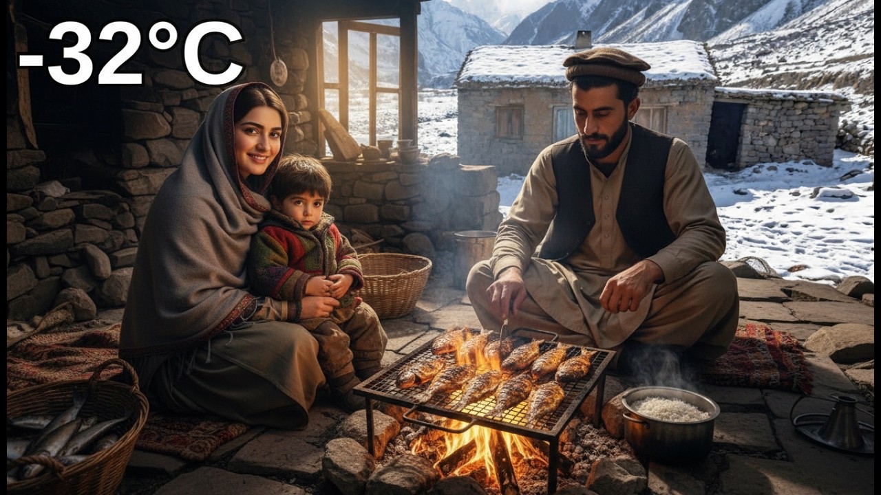 Couple Surviving in Afghanistan Mountains: Hunting, Fishing & Cooking on Open Fire.