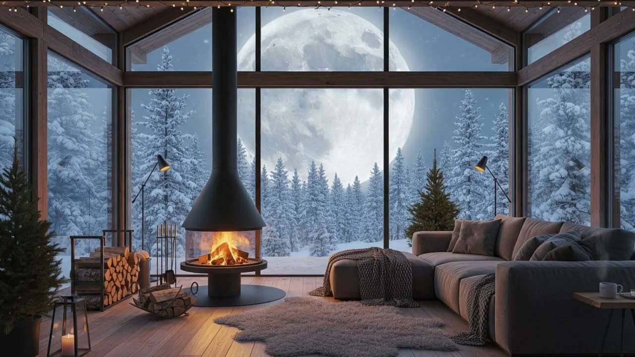 Cozy Cabin Evening 🔥 Soft Piano Jazz with Crackling Fireplace - Focus and Relaxation Music