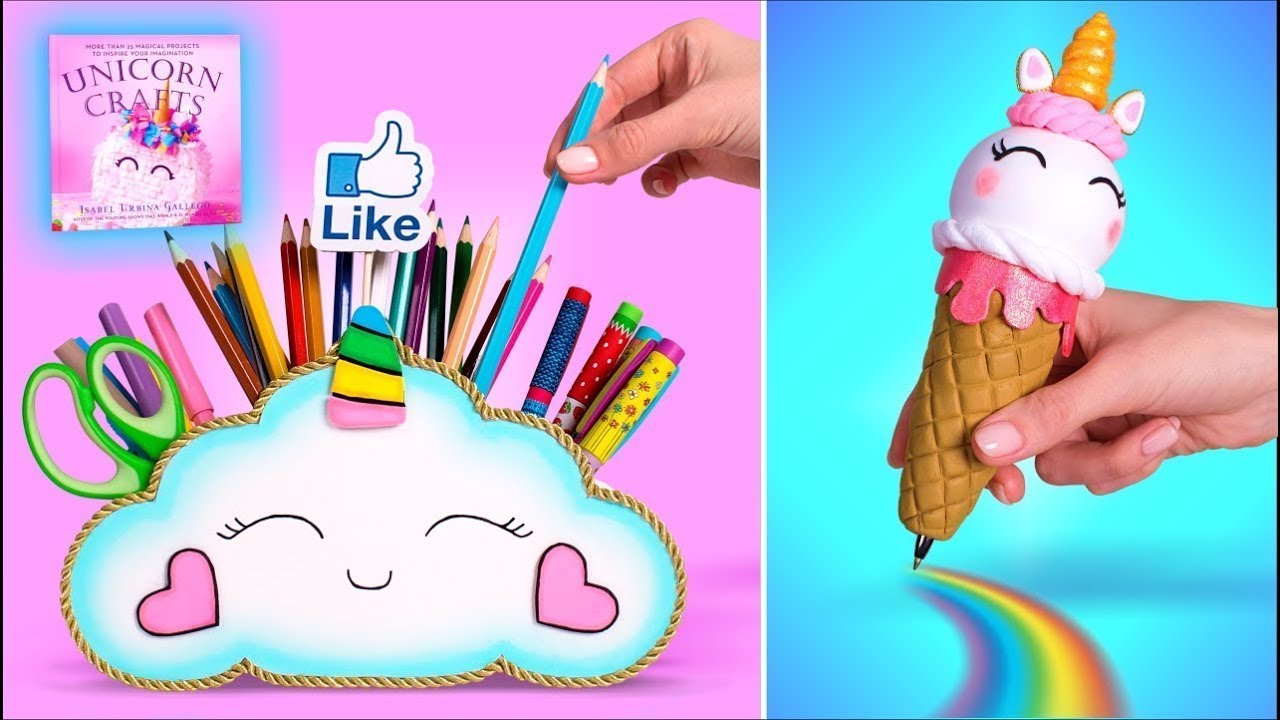 🦄DIY: Einhorn Schulbedarf || Stifthalter ||| Einhorn Bastelbuch 🦄