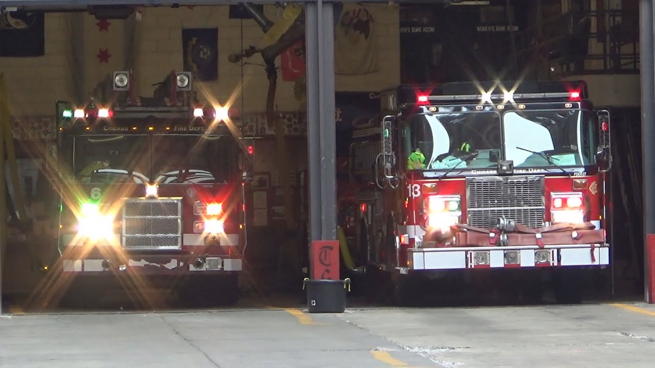 Chicago Fire Department Engine 13, Truck 6 & Battalion 1 Responding