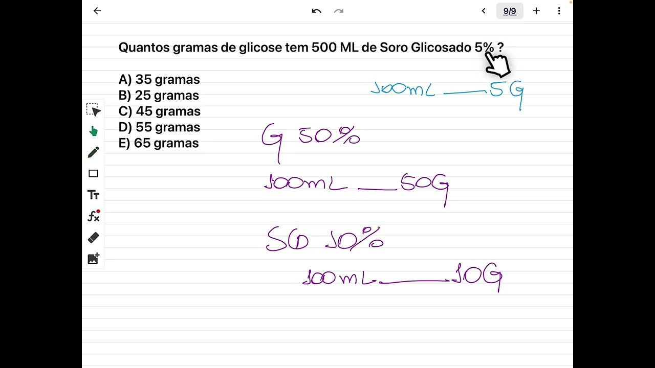 Quantos Gramas tem no soro glicosado 5%???