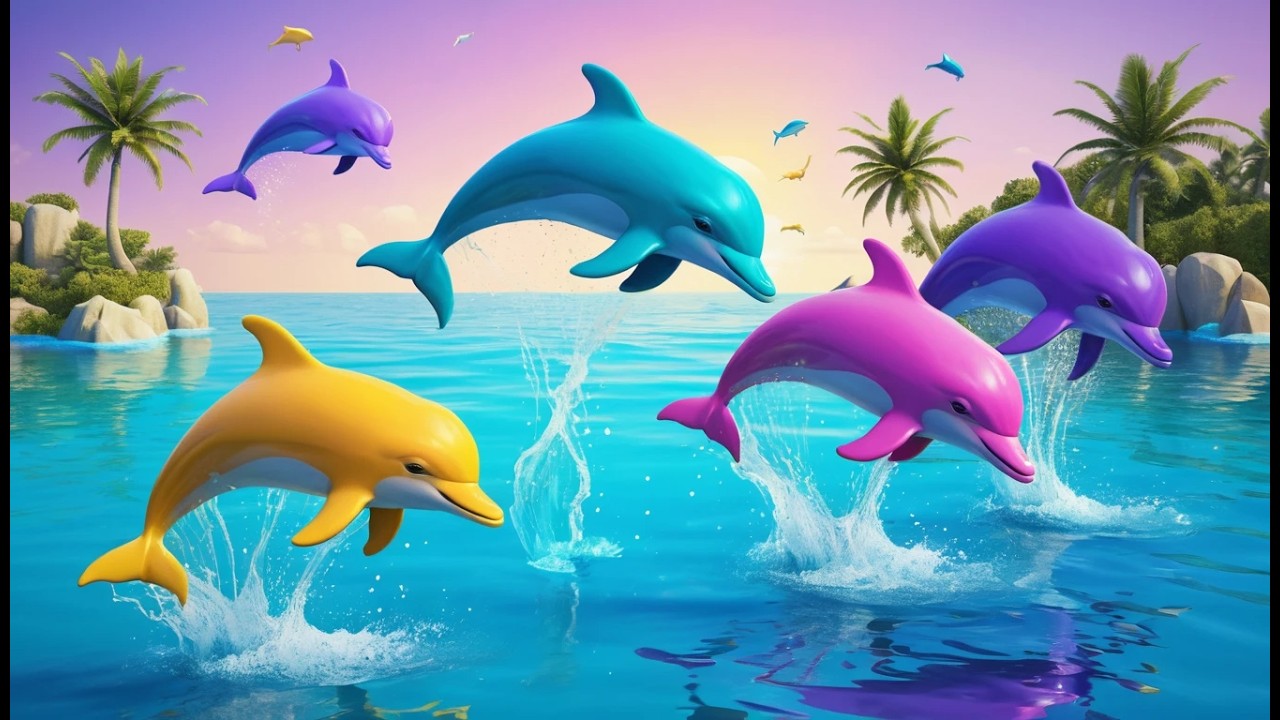 F&uuml;nf Delfinbabys springen, springen, springen | Wasser-Mitmachlied & Z&auml;hlen