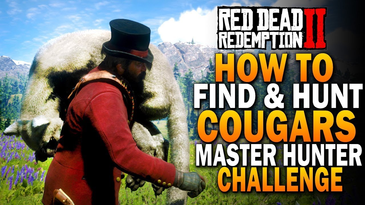 How To Find & Hunt Cougars! Rare White Cougar! Red Dead Redemption 2 Hunting Challenge [RDR2]