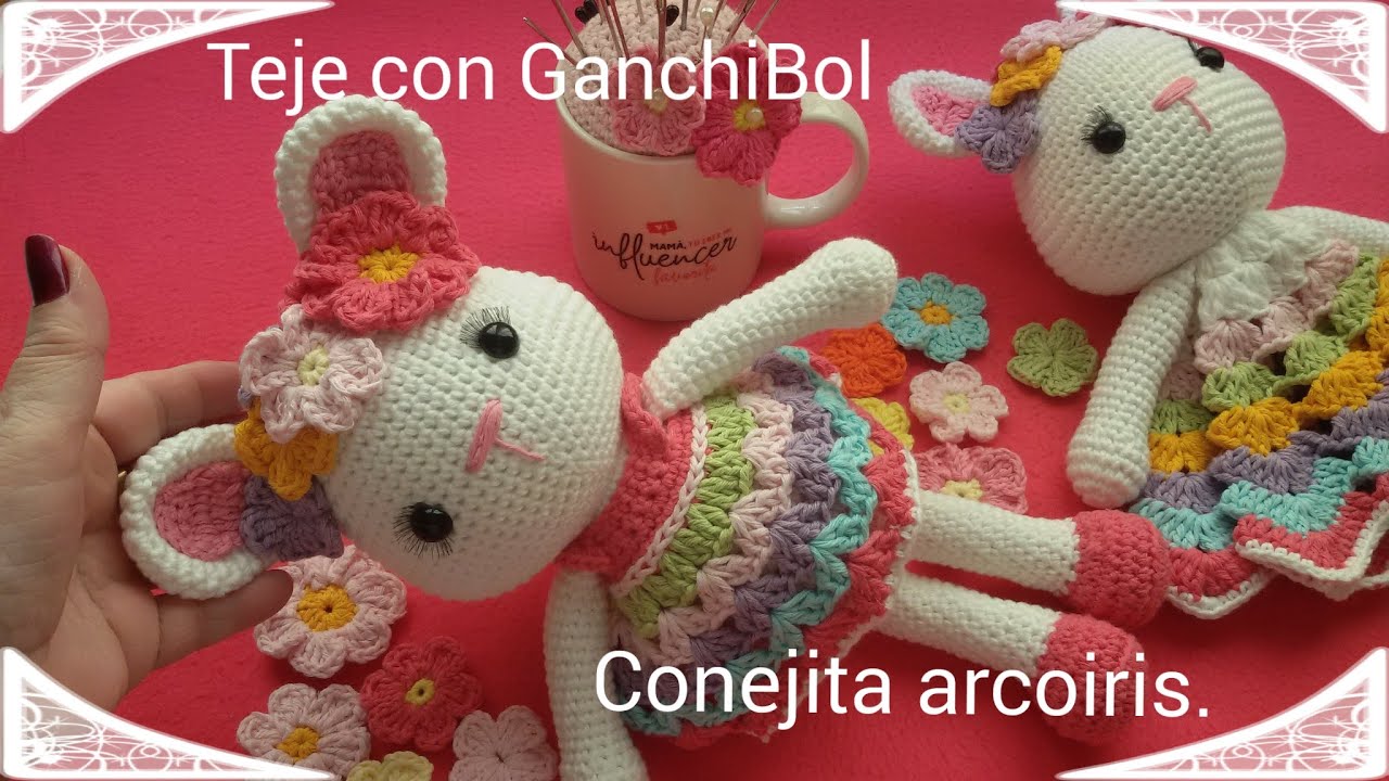 Conejita arcoiris // teje con GanchiBol //tutorial paso a paso amigurumi