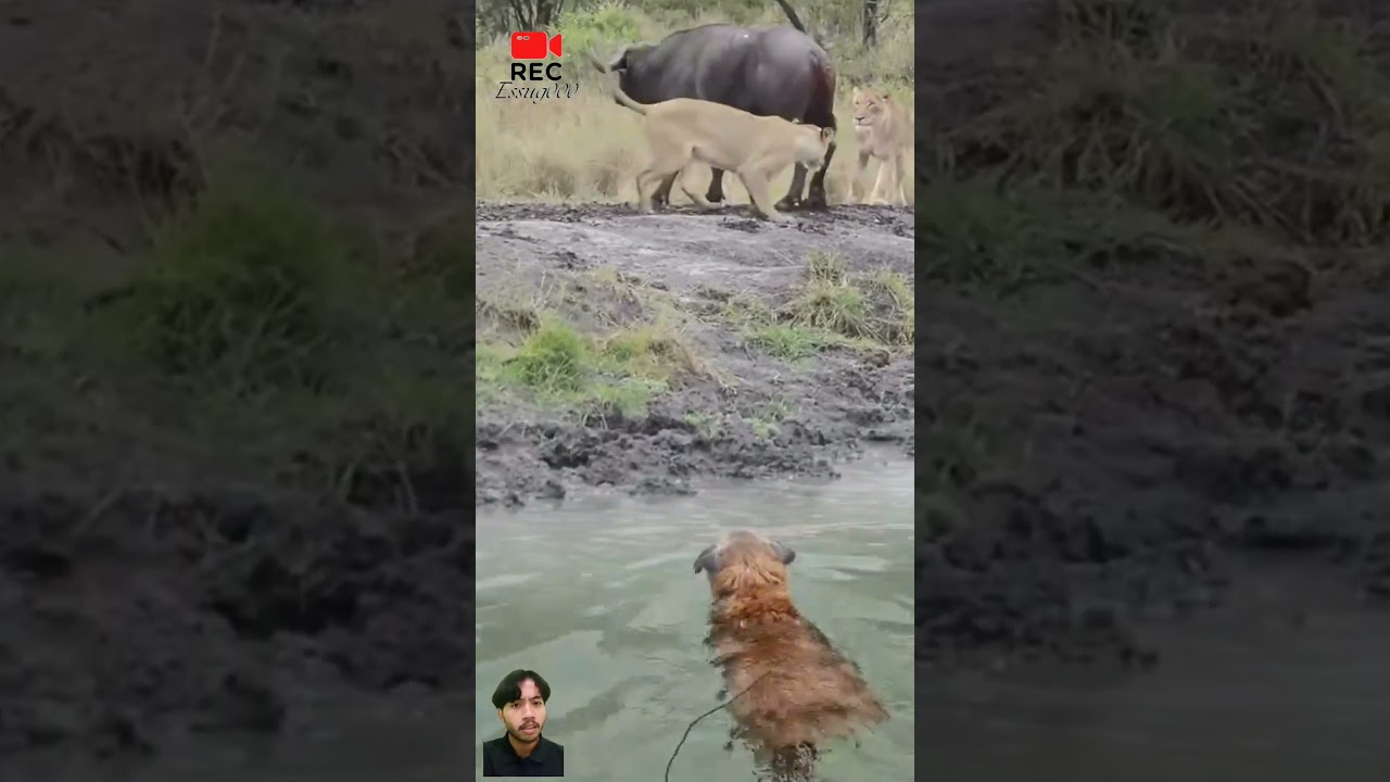 😱‼️Keberanian Anjing demi menyelamatkan kerbau dari Singa #animals #shorts #foryou