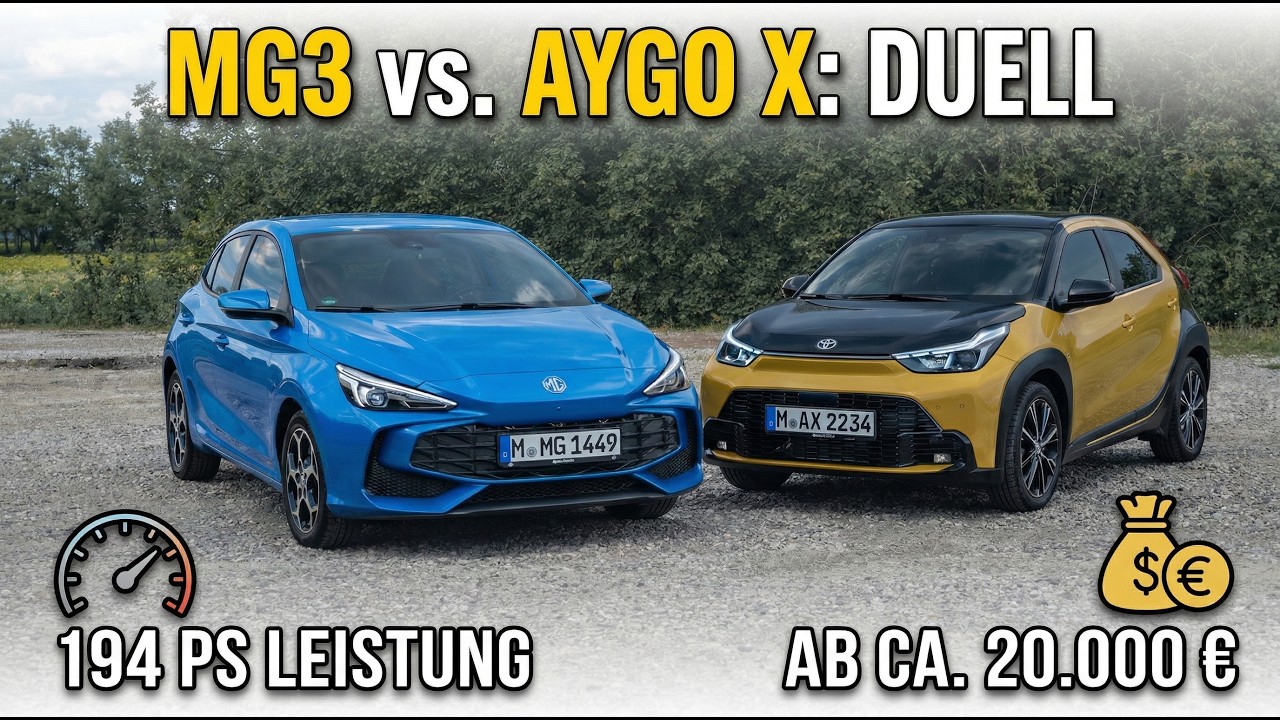 Toyota Aygo X Hybrid vs. MG3 Hybrid+ – 116 PS gegen 194 PS Vergleich