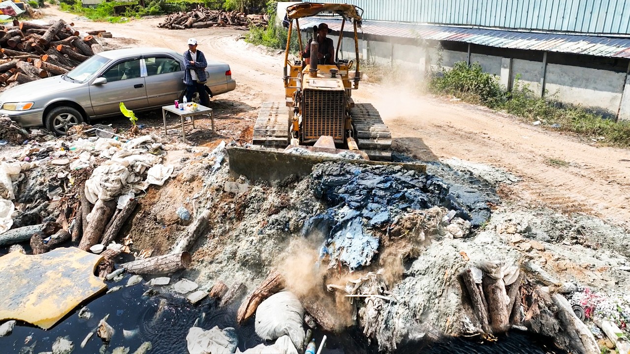 Start Opening A Wonderful Project.! Landfill Delete Garbage Pond Using Skill Dozer Pushing  Stone