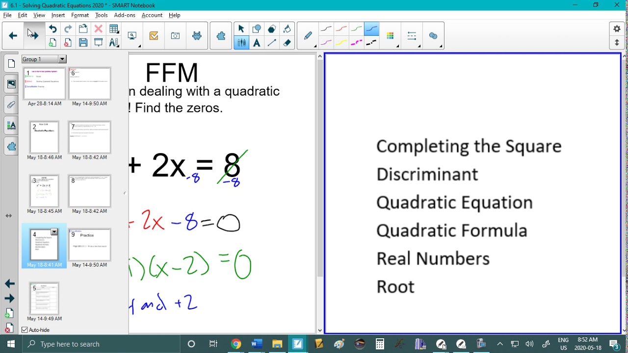MPM2D 6.1 - Solving Quadratic Equations