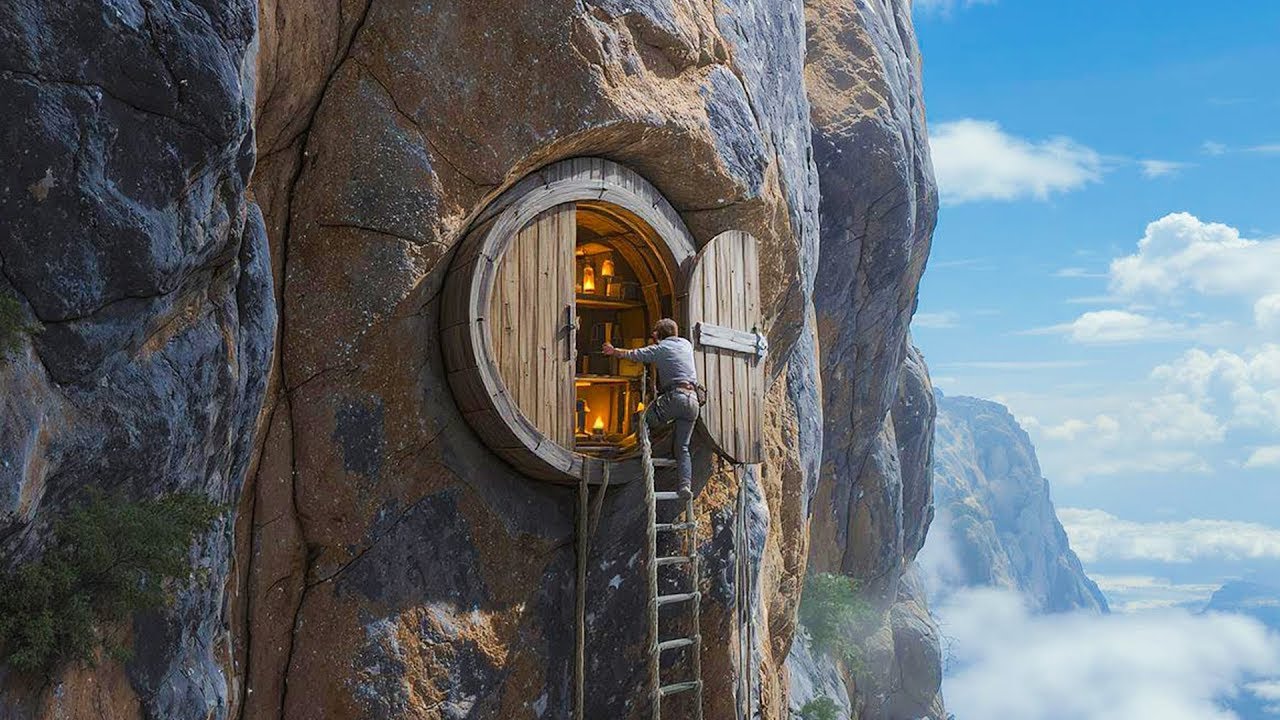 I Built a Secret Cliff Shelter with a Heated Bed – Completely Invisible! by 