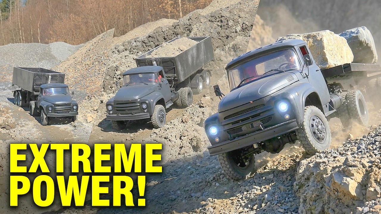 EXTREME POWER! ZIL Truck + 2 Axle Trailer CRUSHES Rocky Quarry | 1:14 Scale