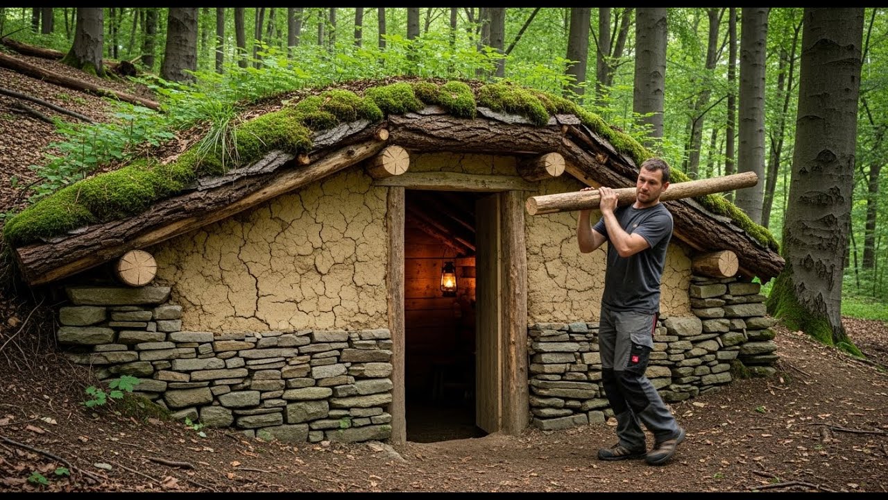 Cómo construir una acogedora casa de madera en medio del bosque en 10 días | Bushcraft