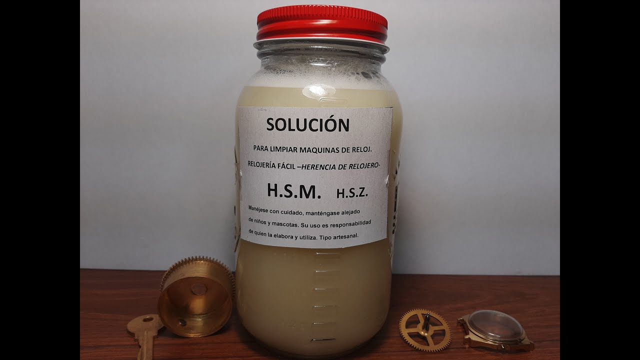 Reloj reparación, fabricación artesanal de SOLUCIÓN para limpiar maquinarias de reloj de cuerda
