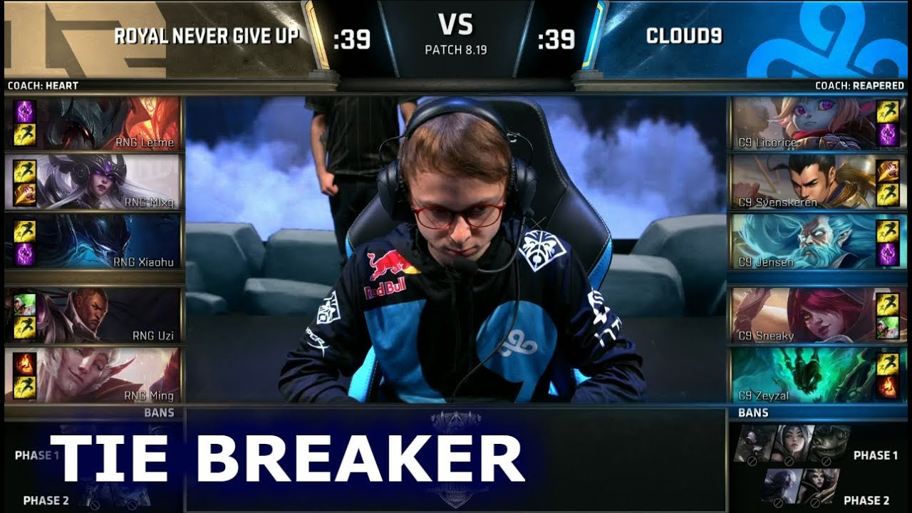 RNG vs C9 - Tie Breaker | Day 5 Group Stage S8 LoL Worlds 2018 | Royal Never Give Up vs Cloud 9