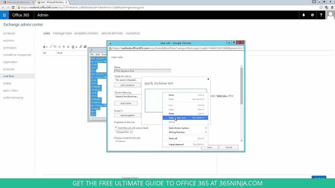 Create an Email Signature Using a Transport Rule in Office 365