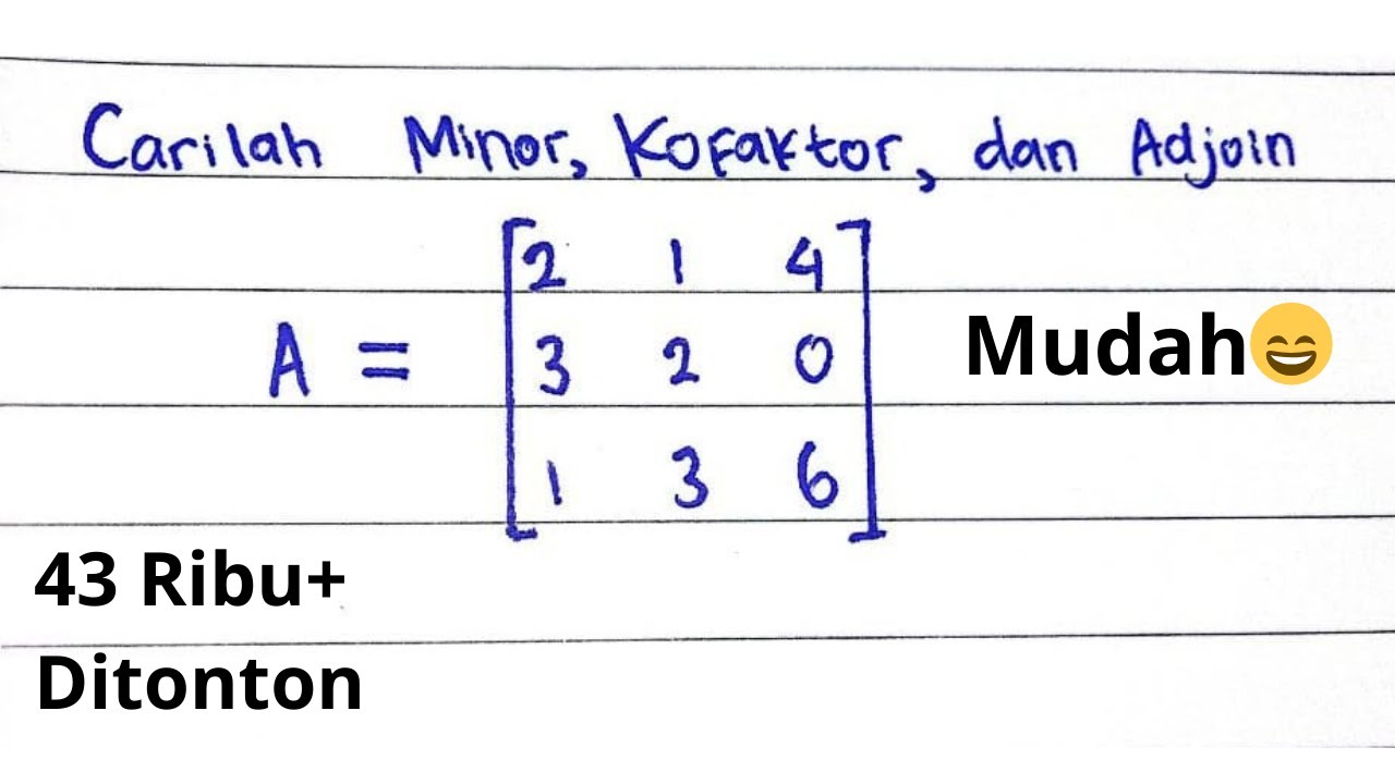 Как найти минор, кофактор и присоединенную матрицу для матрицы 3x3