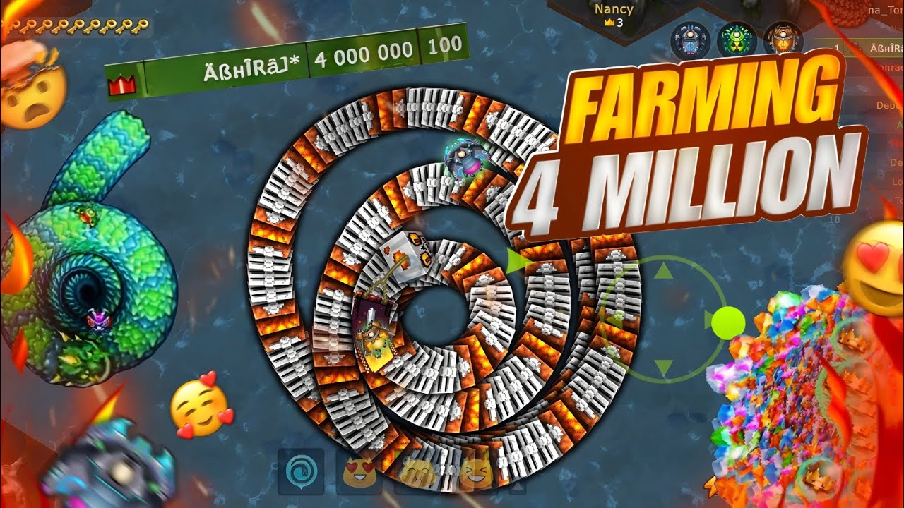 || Little big snake 🐍🔥|| Farming 4M MASS‼️☢️ #littlebigsnake #iogames #farming #gameplay 
