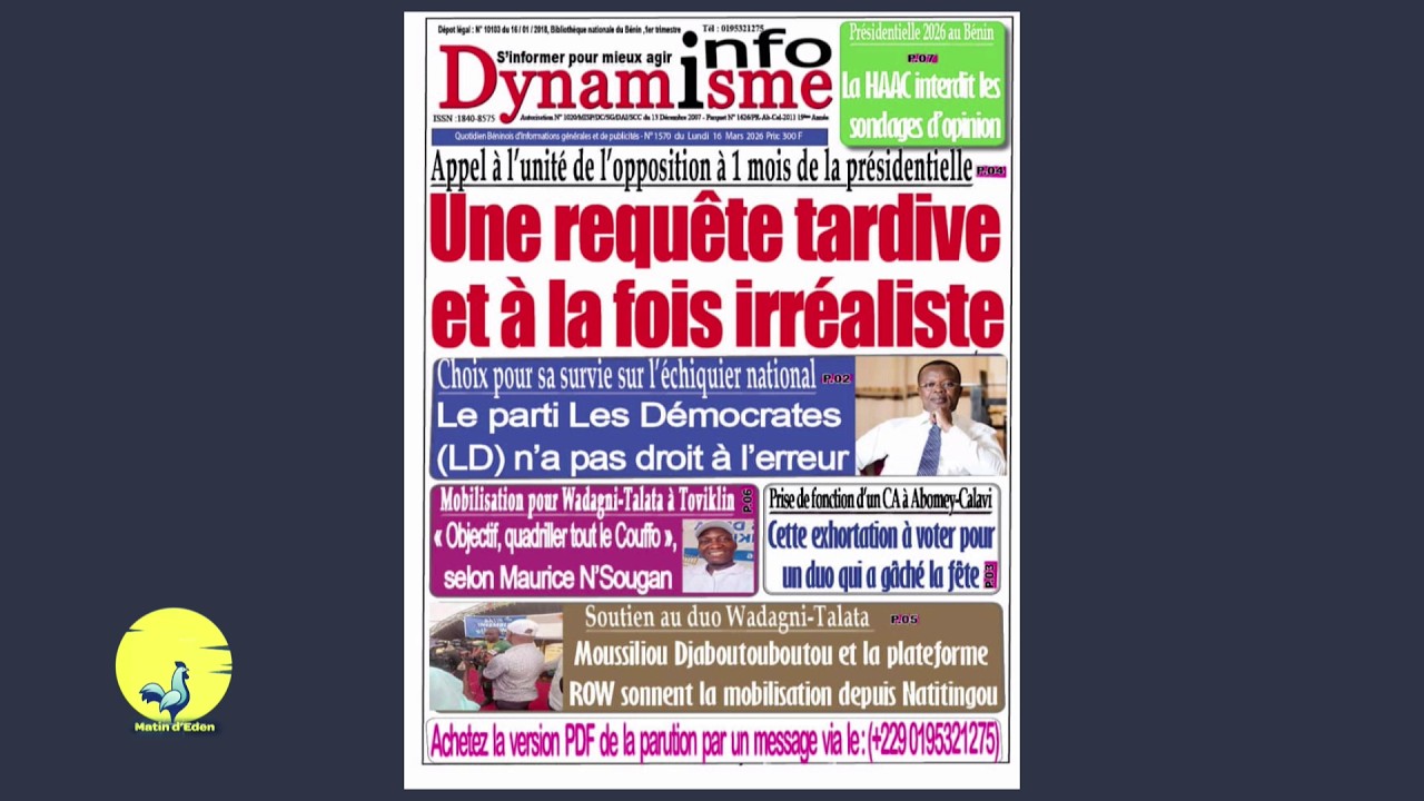 Analyse du 16 Mars 2026 sur Matin d'Eden