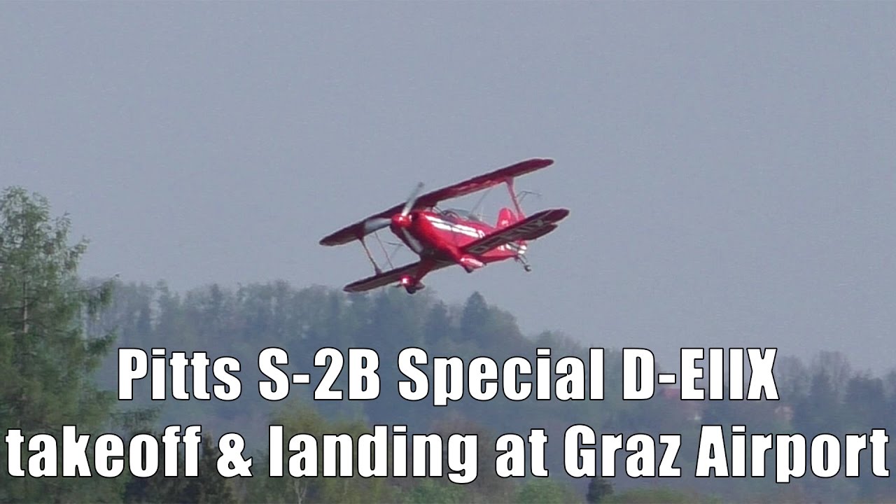 Pitts S-2B Special takeoff and landing at Graz Airport | D-EIIX