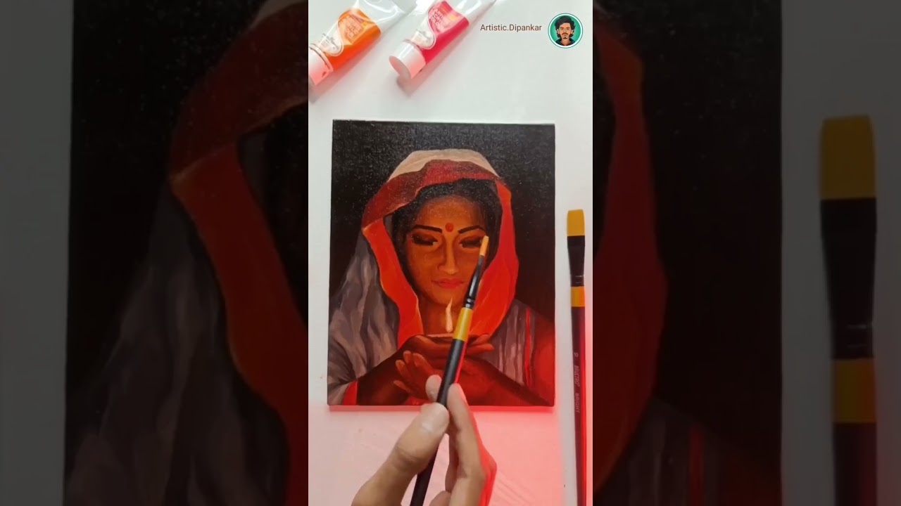 beautiful acrylic painting // Women Portrait // #artshorts #artisticdipankar