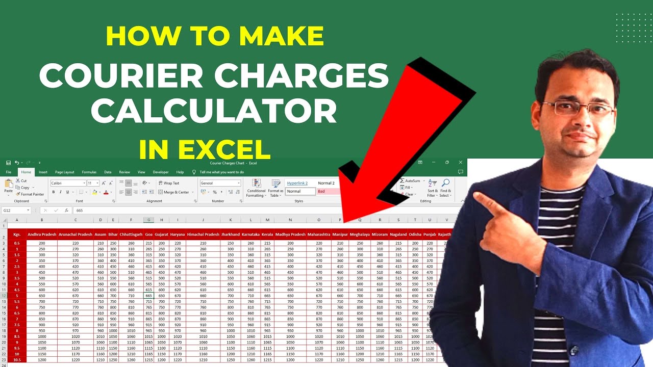 How to make Courier Charges Calculator in Excel | Shipping Charges Calculator in Excel