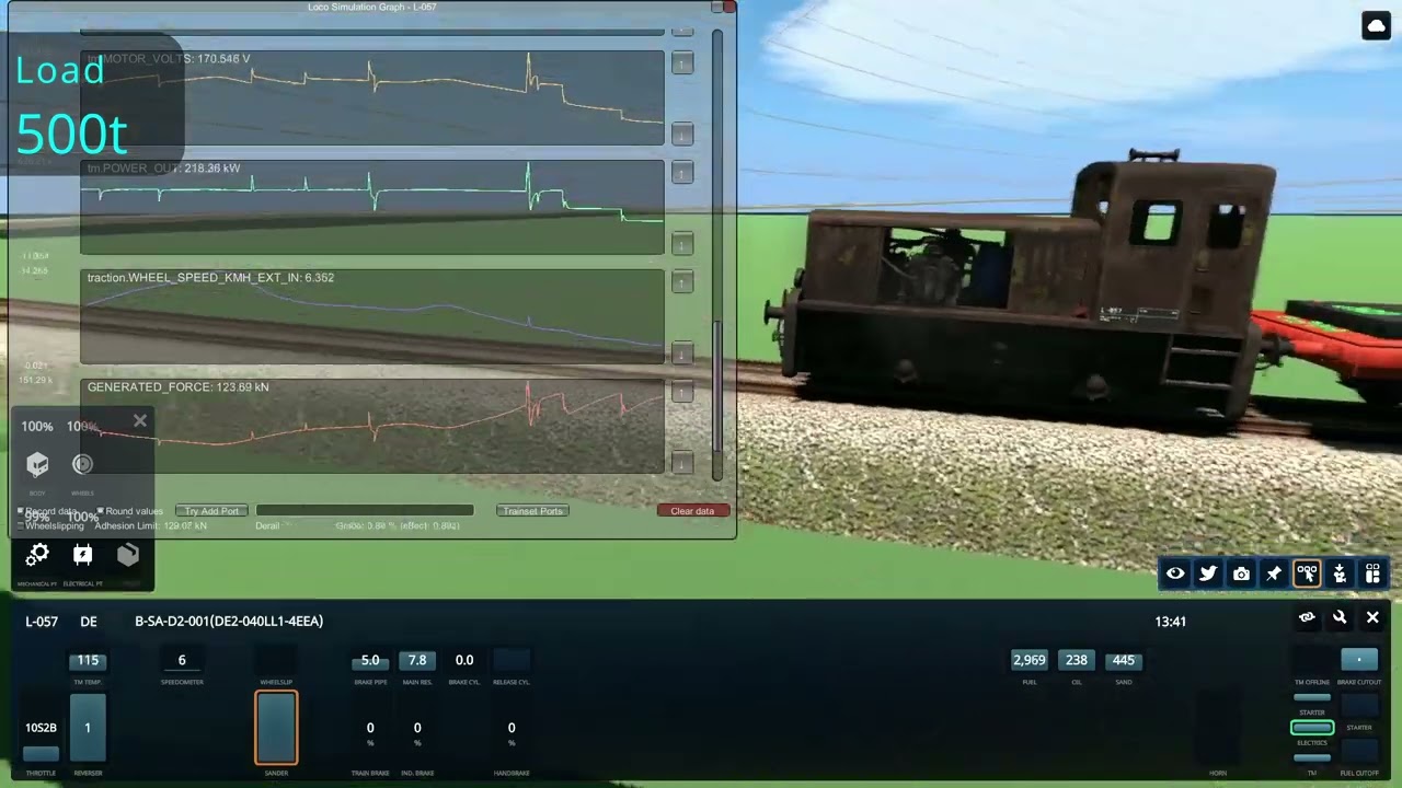 Derail Valley B-SA-D2-001(4 engine, DE2-043ML1-4EEA) load and running cost test