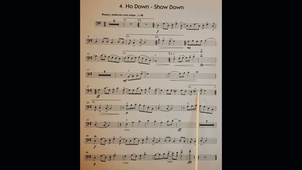 4 Ho Down - Show Down piano accompaniment at rehearsal speed