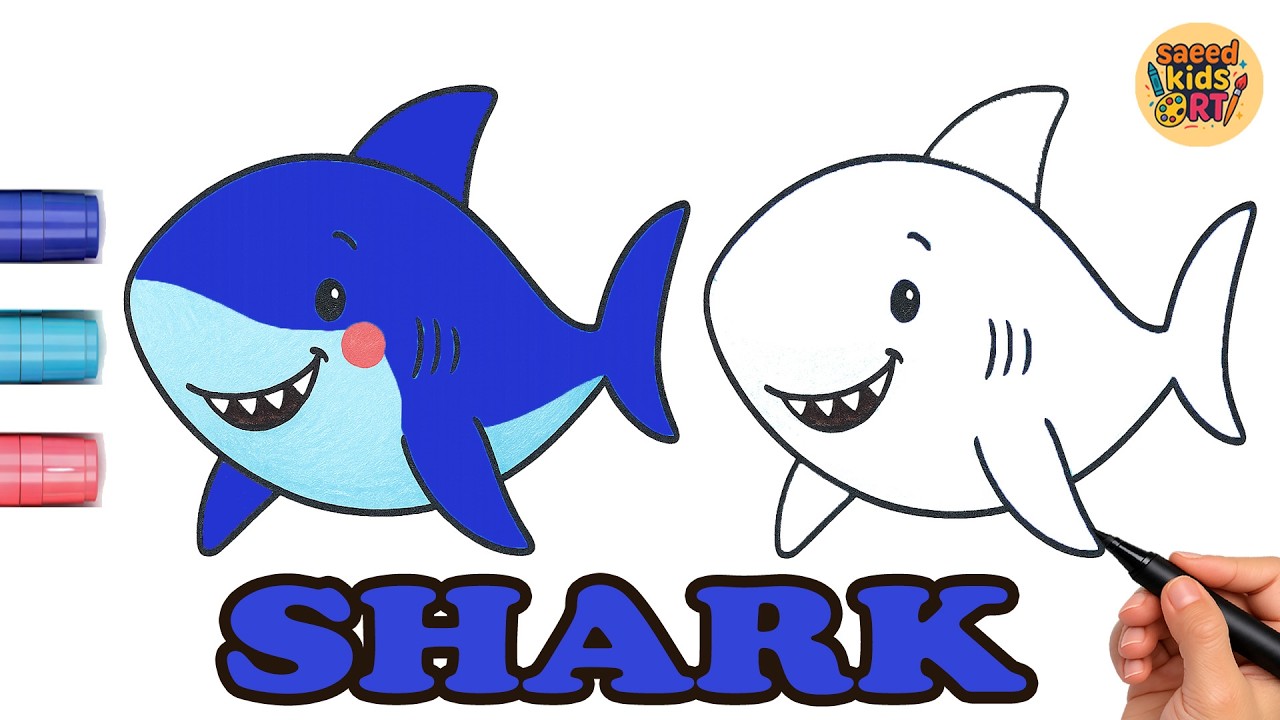 How to draw A Shark , Painting & Coloring  for kids step by step || saeed kids art