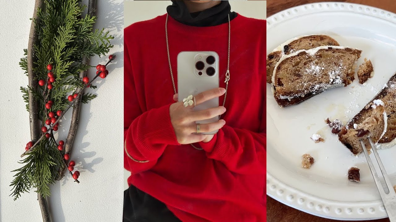 december v log...... stollen, matcha life and first 두바이 쫀득쿠키