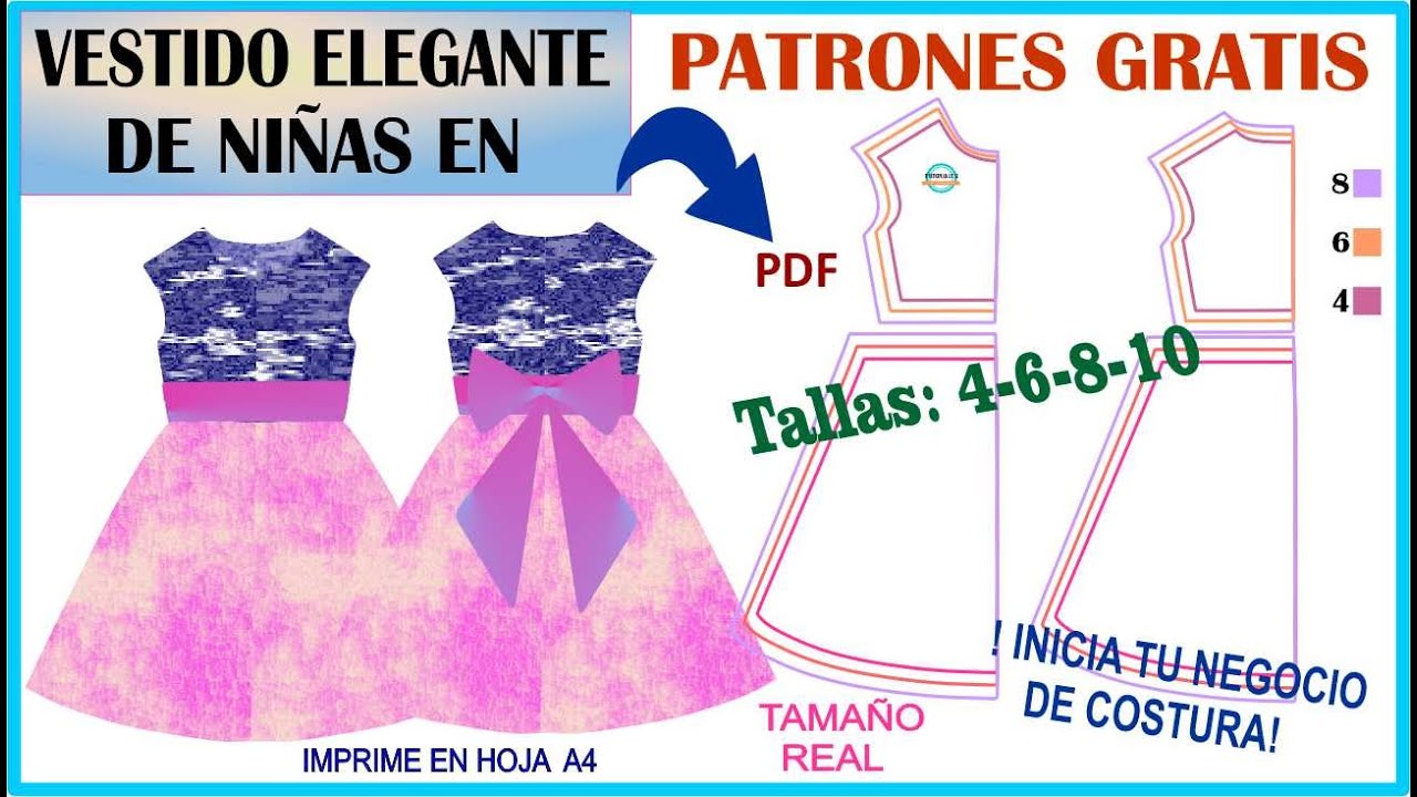 ✅ PATRONES GRATIS  DE VESTIDO ELEGANTE DE NIÑAS ✨